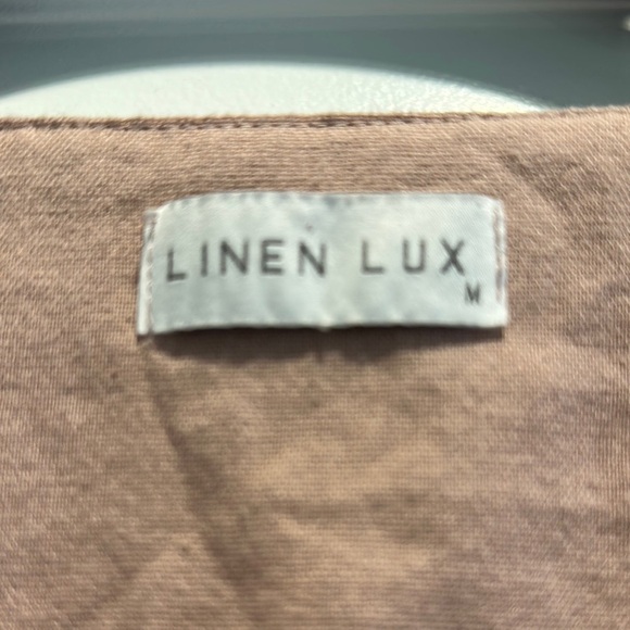 Linen Lux Cottage Core Pink Buttton Side Dress - Picture 2 of 7